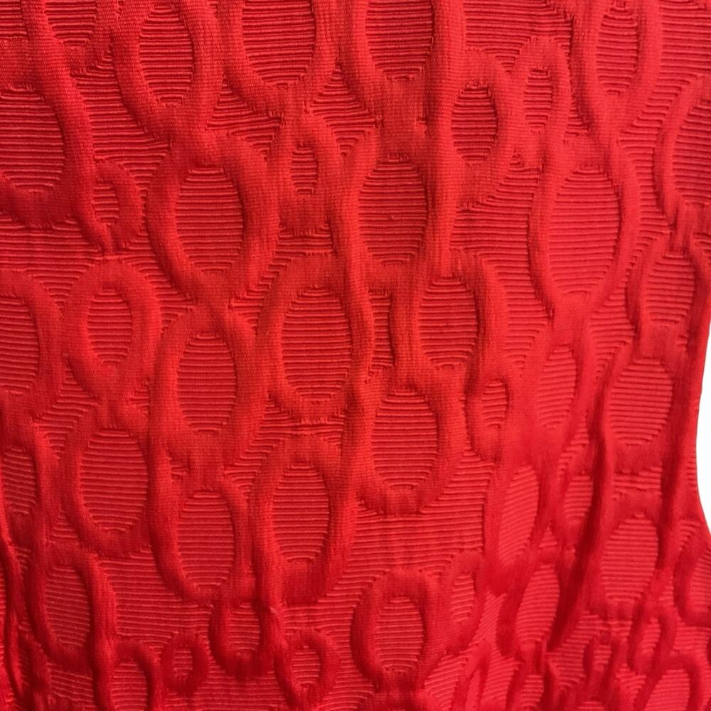 Red Sleeveless Dress| Sz 18 |Cotton Blend |Jacquard Sheath Career - Picture 4 of 13